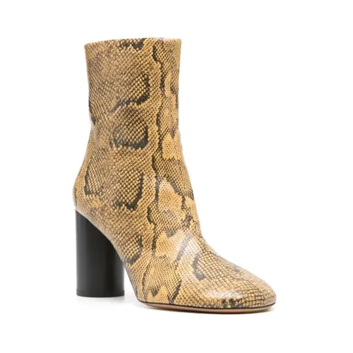 Snake-effect Leather Ankle Boots - Isabel Marant - Modalova