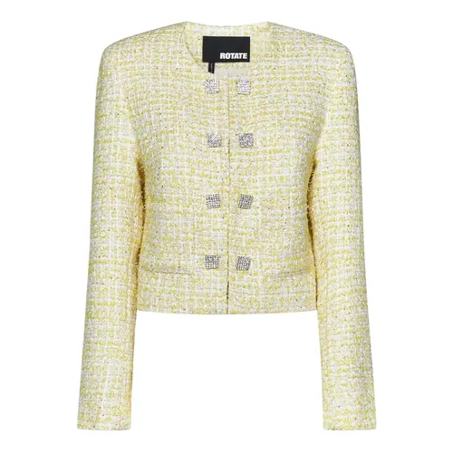 Yellow Bouclé Tweed Cropped Blazer - Rotate Birger Christensen - Modalova