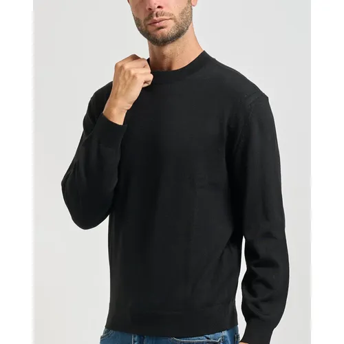 Black Wool Blend Crew Neck Sweater - Armani Exchange - Modalova