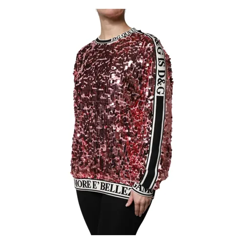 Pink Sequin Queen Pullover Sweater - Dolce & Gabbana - Modalova