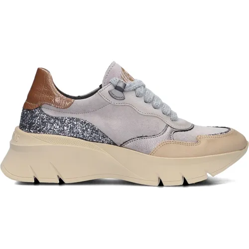 Beige Suede Low-Top Sneakers - Hispanitas - Modalova
