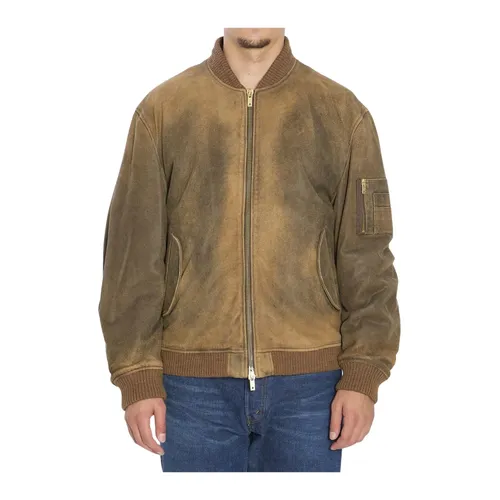 Padded Leather Bomber Jacket - Golden Goose - Modalova