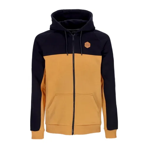 Black/Khaki Zip Hoodie with Drawstring - Dolly Noire - Modalova