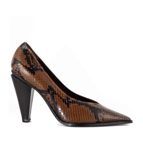 Python Print Leather Pointed Toe Pumps - Roberto Festa - Modalova