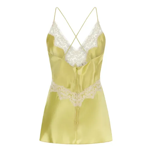 Satin Top with Lace - Alberta Ferretti - Modalova