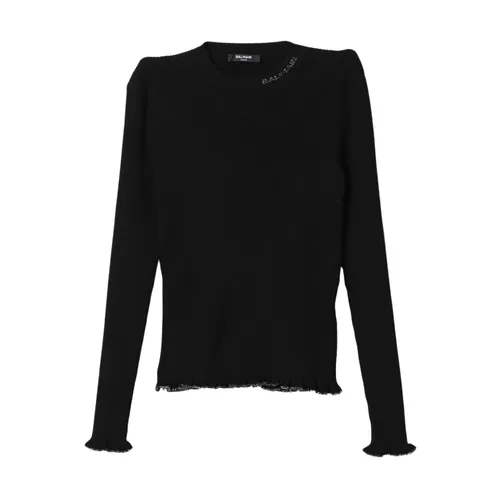 Ribbed Knit Pullover Sweater for Kids - Balmain - Modalova