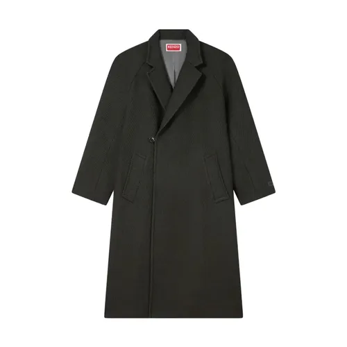 Black Wool Wrap Coat - Kenzo - Modalova