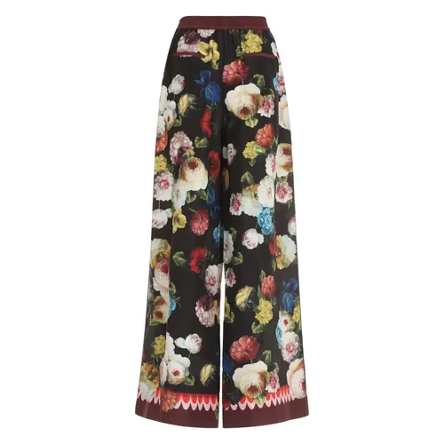Floral Print Silk Pants - Dolce & Gabbana - Modalova