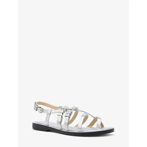 Silver Flat Open-Toe Buckle Sandal - Michael Kors - Modalova