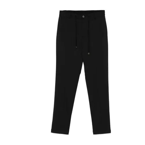 Black Wool Blend Drawstring Trousers - Peserico - Modalova