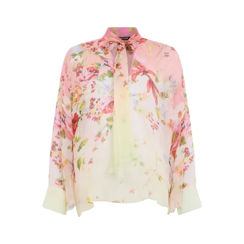 Chiffon Blouse with Miami Flowers Print - Roberto Cavalli - Modalova