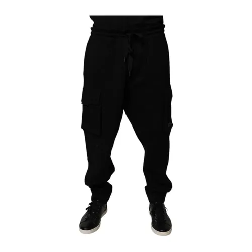 Black Cargo Jogger Sweatpants with Drawstring - Dolce & Gabbana - Modalova