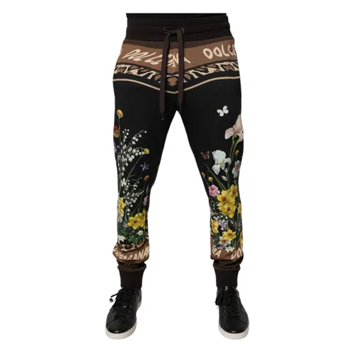 Floral Cotton Jogger Sweatpants - Dolce & Gabbana - Modalova