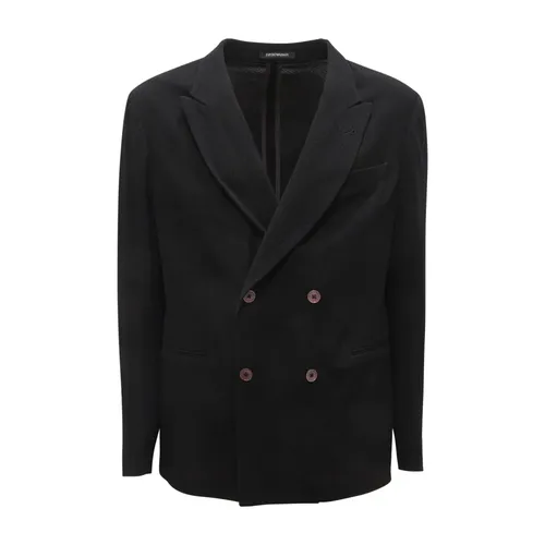 Double-Breasted Wool Jacket - Armani - Modalova