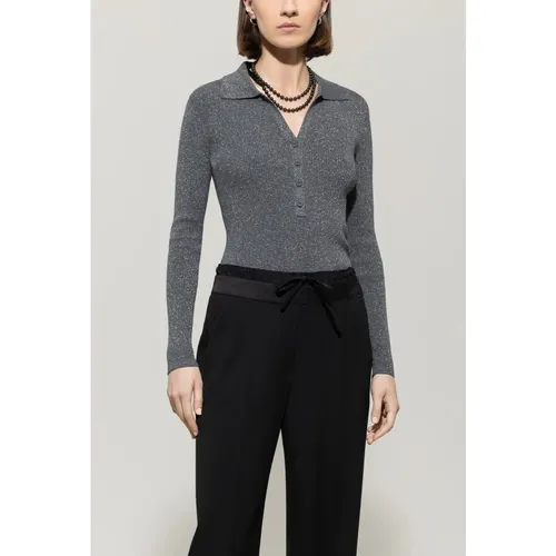 Jersey con brillo de canalé - Luisa Cerano - Modalova