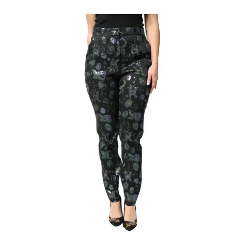 Floral Metallic Slim Trousers - Dolce & Gabbana - Modalova