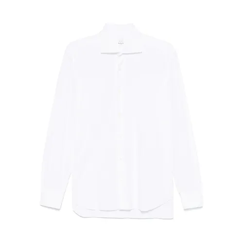 White Button-Up Shirt with Spread Collar - Barba - Modalova