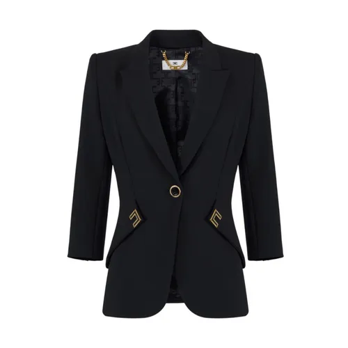 Double-Layer Stretch Crêpe Jacket - Elisabetta Franchi - Modalova
