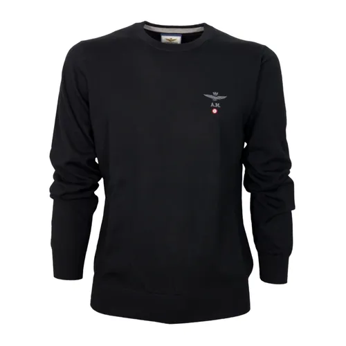 Versatile Casual Wool Sweater in Black - Aeronautica Militare - Modalova