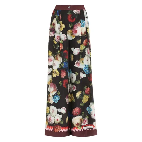 Floral Print Silk Pants - Dolce & Gabbana - Modalova