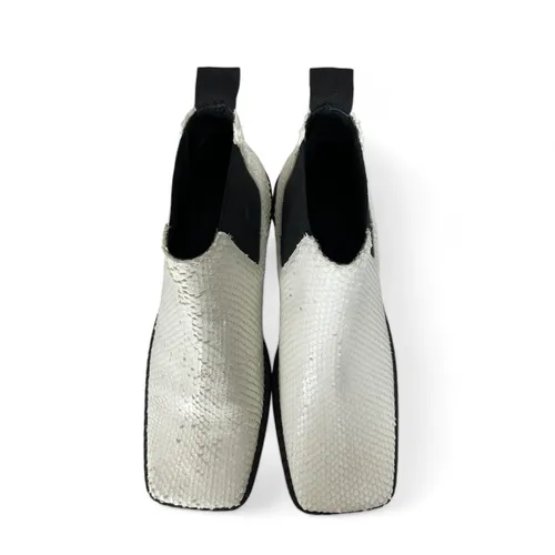 White Leather Ankle Boot Reptile Pattern - Vic Matié - Modalova