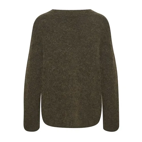 Dark Olive V-Neck Sweater - Gestuz - Modalova