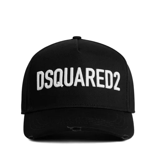 Printed Worn Out Effect Cotton Cap - Dsquared2 - Modalova