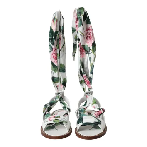 Floral Print Ankle Wrap Sandals - Dolce & Gabbana - Modalova