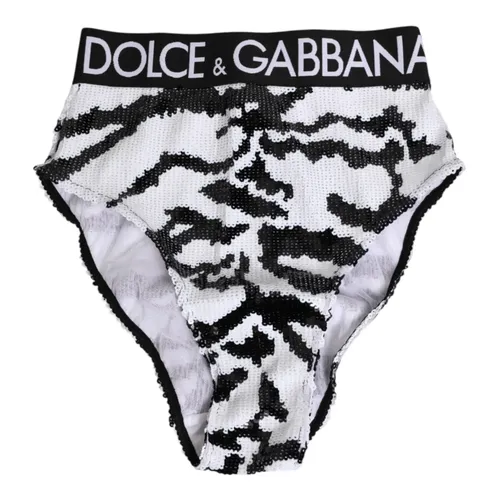 Black White Sequin High Waist Panty - Dolce & Gabbana - Modalova