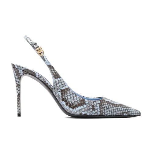 Snake Print Slingback Light Blue - Dolce & Gabbana - Modalova