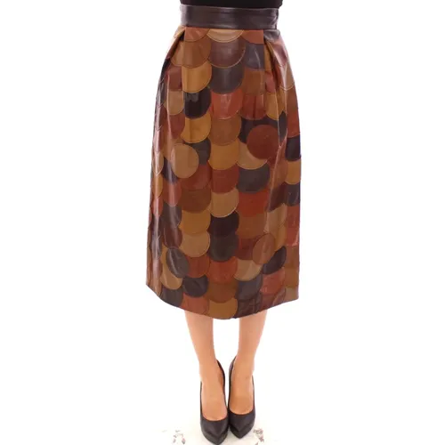 Elegant Leather Patchwork Skirt - Dolce & Gabbana - Modalova