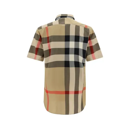 Cotton Shirt with Check Pattern - Burberry - Modalova