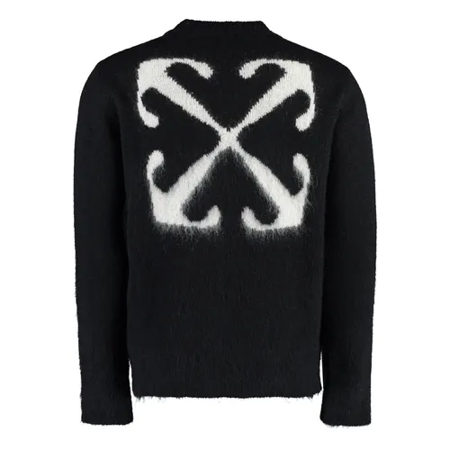 Mohair Blend Crewneck Sweater - Off White - Modalova
