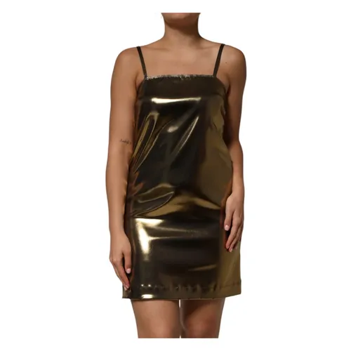 Metallic Gold A-line Mini Dress - Dolce & Gabbana - Modalova