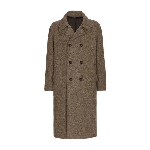Alpaca Wool Blend Double-Breasted Coat - Dolce & Gabbana - Modalova