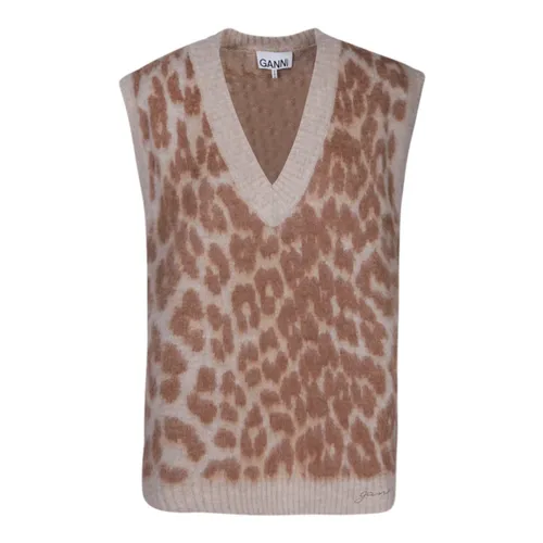 Leopard Jacquard Vest - Ganni - Modalova