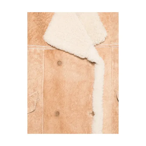 Shearling Collar Beige Leather Jacket - Salvatore Santoro - Modalova