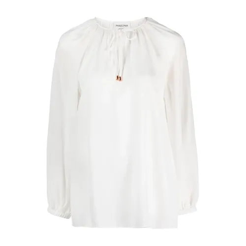 White Silk Self-Tie Blouse - Phaeonia - Modalova