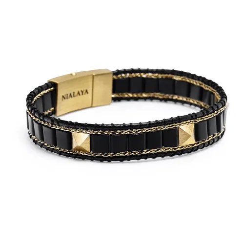 Black Onyx Stud Bracelet - Nialaya - Modalova