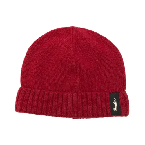 Red Cashmere Knit Folded Cuff Hat - Borsalino - Modalova