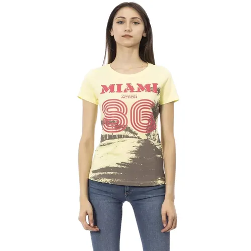 Yellow Short Sleeve Tee with Print - Trussardi - Modalova