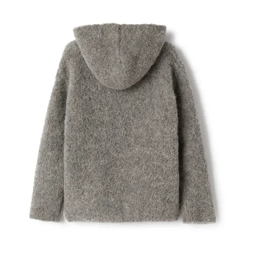 Grey Knitted Hooded Sweater - Il Gufo - Modalova