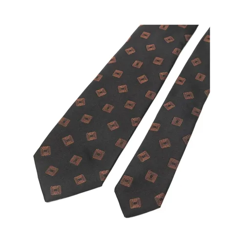 Black Geometric Pointed Tip Tie - Barba - Modalova