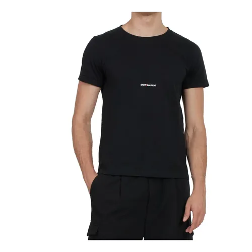 Black T-shirt with Logo Detail - Saint Laurent - Modalova