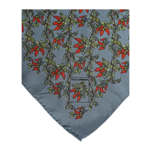 Gray Silk Foulard Scarf with Logo - Dolce & Gabbana - Modalova