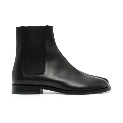 Black Tabi Toe Leather Boots - Maison Margiela - Modalova