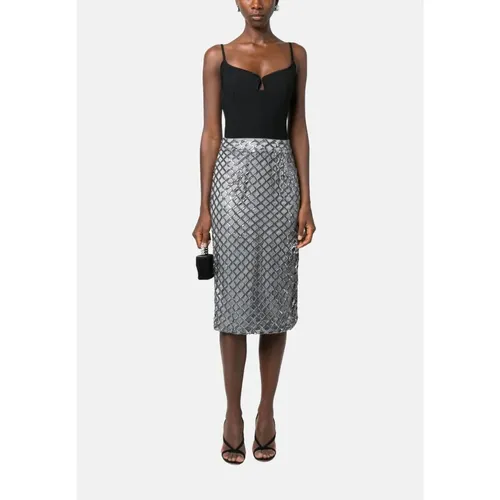 Sequin Mesh Midi Skirt with Satin Lining - Federica Tosi - Modalova