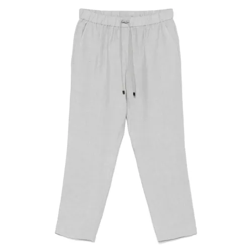 Light Grey Cotton Trousers with Drawstring - Le Tricot Perugia - Modalova