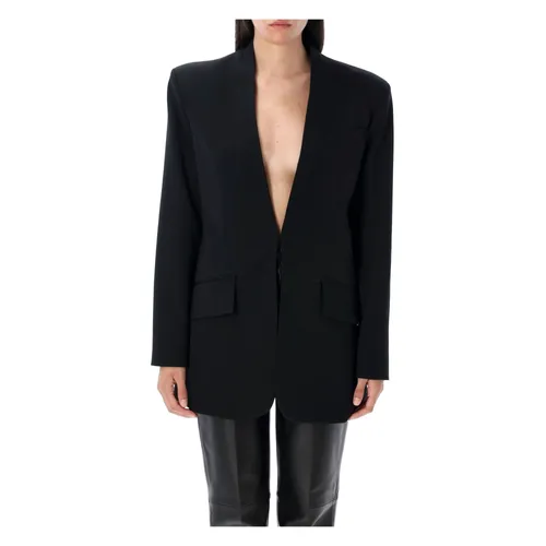 Black Wool Gabardine Jacket Elegant Style - The Attico - Modalova