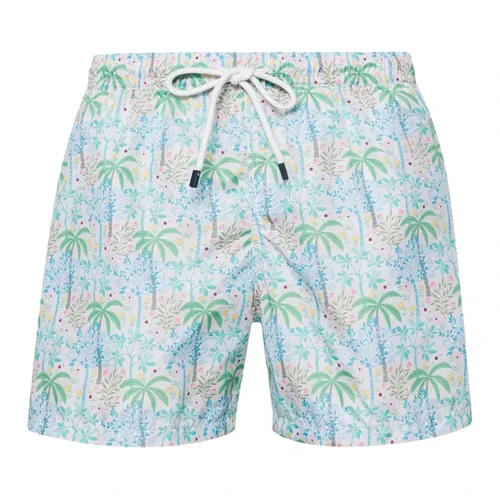 Polyester Swim Shorts with Drawstring - Fedeli - Modalova